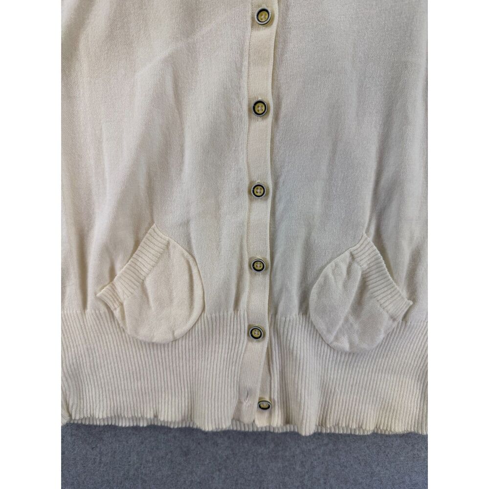 Old Navy Women’s Medium Ivory Button Front Short Sleeve Cardigan Sweater 3169 - Picture 3 of 7